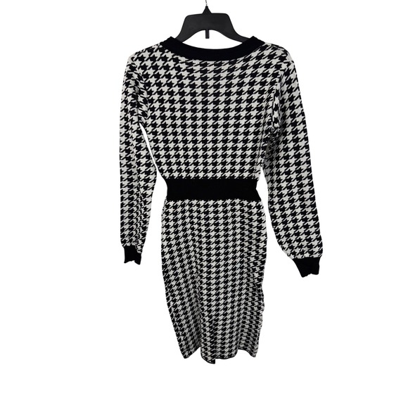 Houndstooth Midi Dress  Wear Long Sleeve Button Front super stretchy size S/M‎ - Picture 5 of 7